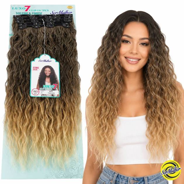 MARI- Extensiones con Clip cabello ondulado y voluminoso