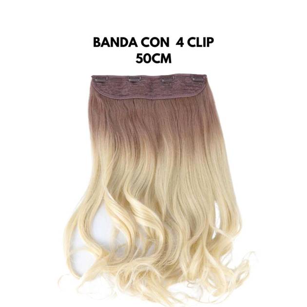 Clip Extension - Una Banda di capelli ondulati con 4 clip - 50cm